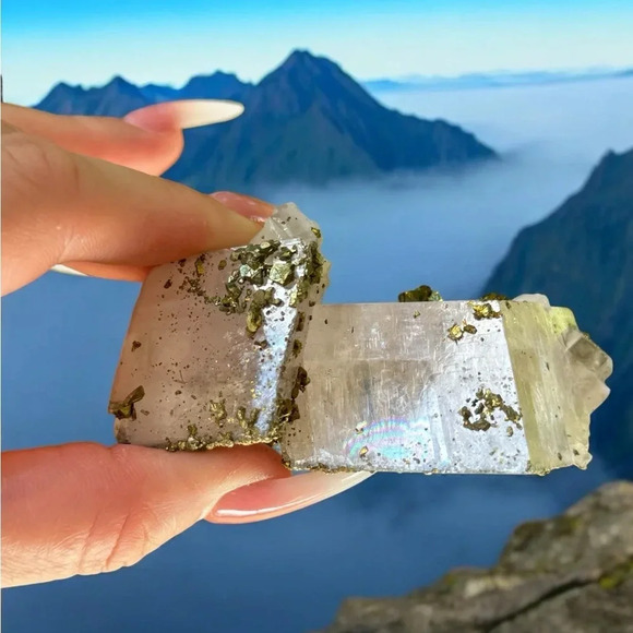 Accessories - Calcite & pyrite rainbow stunning rare collector mineral House of Gems 💎